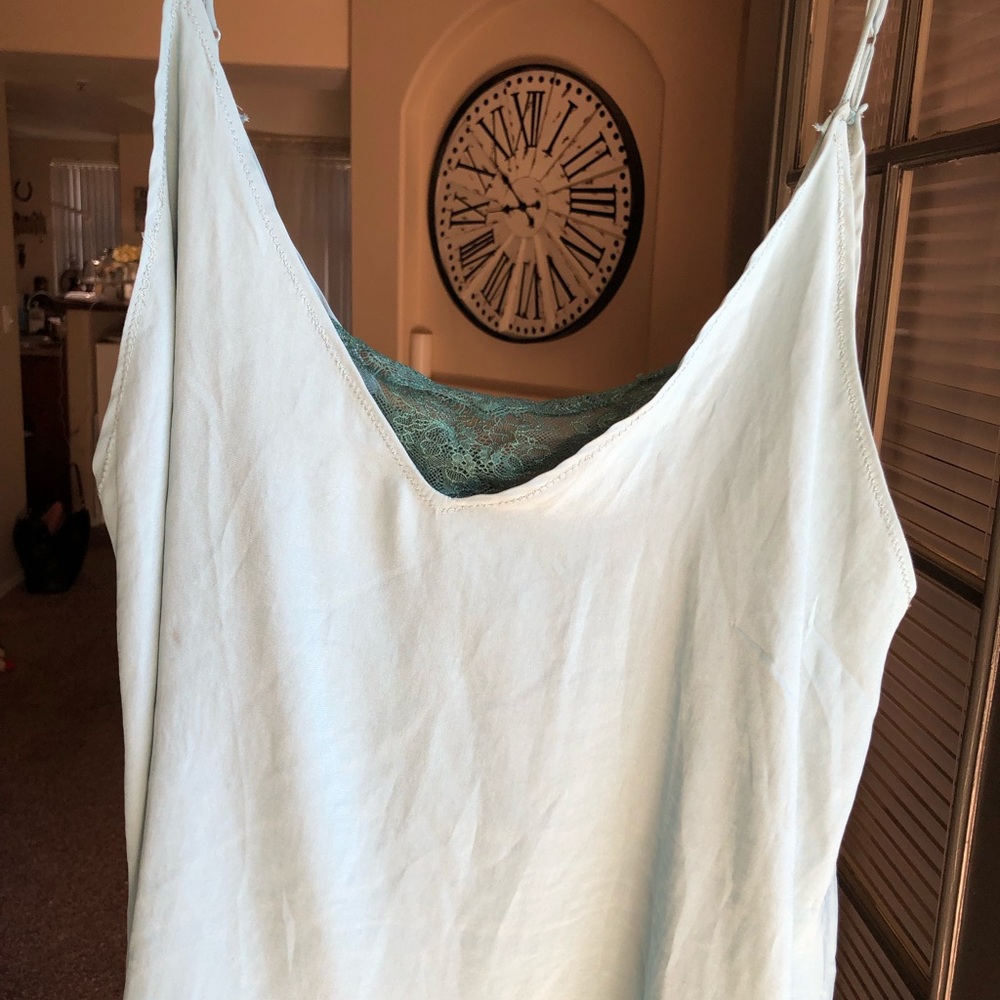 Free People silk top with lace cami bra insert